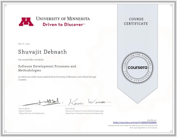 Software Development Processes and Methodologies Certificate