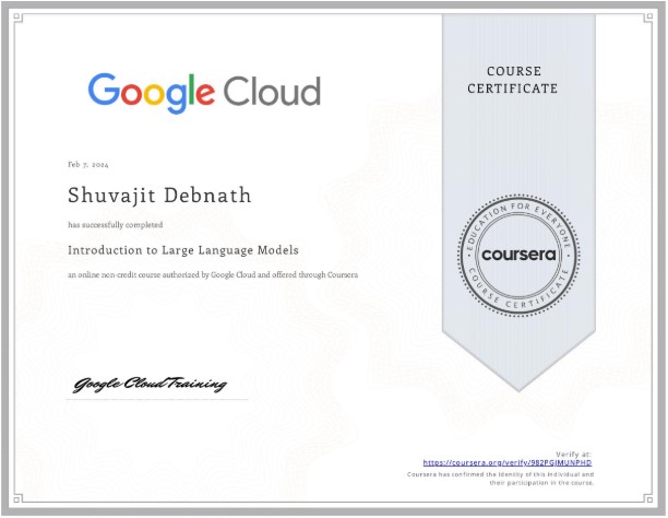 Introduction to Large Language Models Certificate