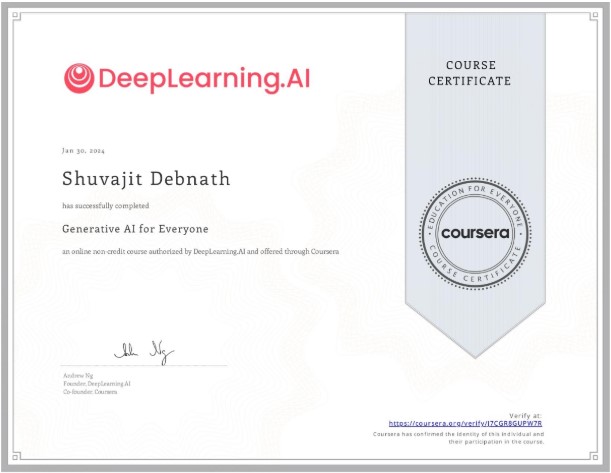Generative AI for Everyone Certificate