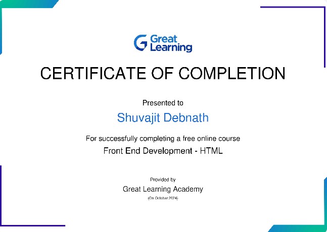 Front End Development - HTML Certificate
