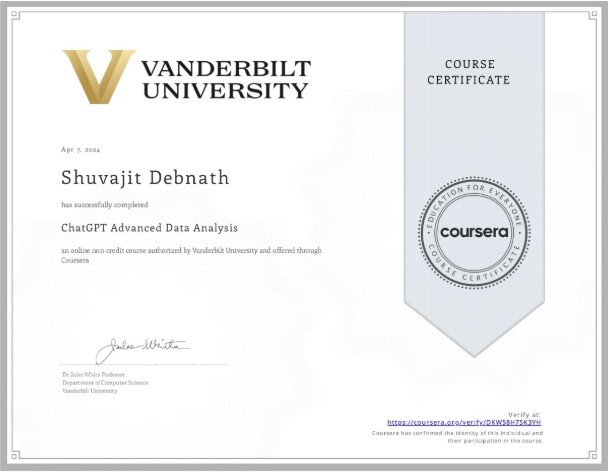 ChatGPT Advanced Data Analysis Certificate