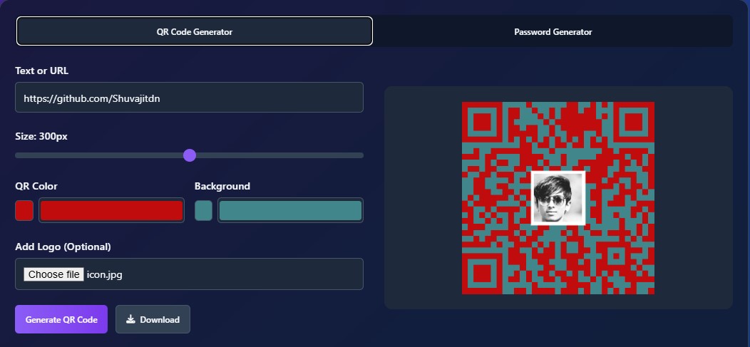 QR and Password Generator Tool