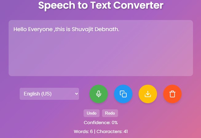 Speech to Text Converter Project